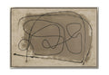 Large abstract painting, continuous black line art on beige background, minimalist linear canvas wall decor.