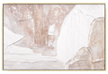 Large 48x72 inch vertical abstract painting titled Almond Strata. Features a monochromatic, high-relief composition of warm cream, toasted almond, and pale plaster tones with architectural raked lines and organic, stone-like textural clusters.