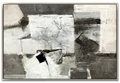 Large 48x72 inch vertical abstract painting titled Eclipse Shore. Features a sharp diagonal division between a heavily textured charcoal-black section and a bright, sculptural white and sand-toned section, creating a bold, high-contrast relief.