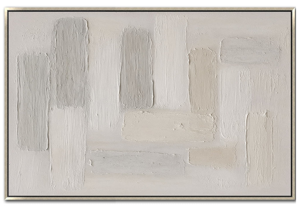 large abstract painting textured neutral canvas art beige and gray minimalist decor