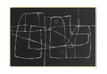 Black and white geometric line abstract painting named Tangle on a large 60x40 inch canvas. Modern minimalist design.